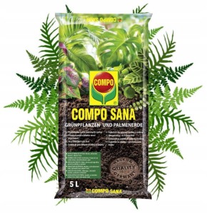 Compo Sana Podłoże do roślin zielonych i palm 5L Mieszanka torfu perlitu i dolomitu
