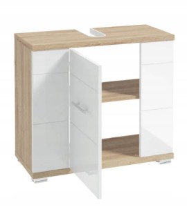 Szafka pod umywalkę z wycięciem na syfon 70x62,5x31,5cm Dąb sonoma Biały Rita