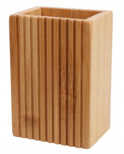 Pojemnik na szczoteczki bambusowy łazienkowy elegancki 8,8x6,6x12,4 cm