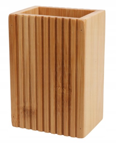 Pojemnik na szczoteczki bambusowy łazienkowy elegancki 8,8x6,6x12,4 cm