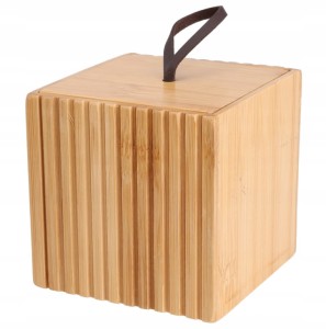 Pojemnik łazienkowy organizer bambusowy dekoracyjny elegancki 9x9x9 cm