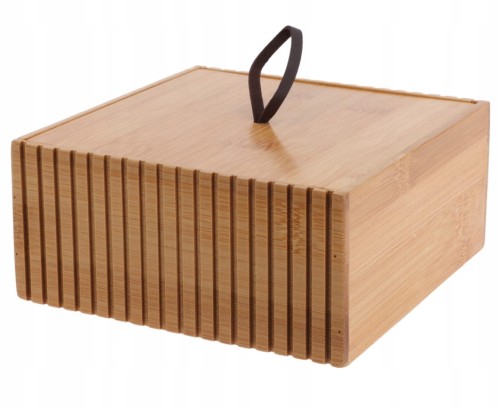 Pojemnik łazienkowy organizer bambusowy dekoracyjny elegancki 15x15x7cm