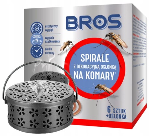 Bros Spirale na komary i meszki z dekoracyjną osłonką stalową 6 szt.