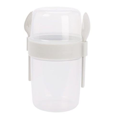 Pojemnik na żywność ze sztućcami lunch box 1,1l przezroczysty kubek