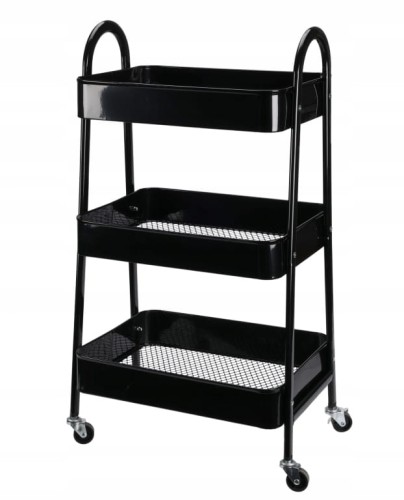 Regał na kółkach kuchenny czarny 3 półki uniwersalny 79,5 cm