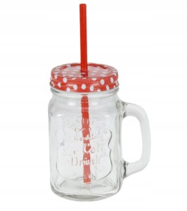 Słoik szklany z zakrętką i słomką do napojów 400 ml