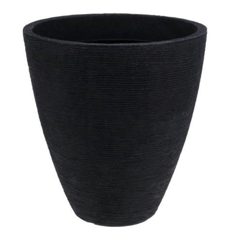 Doniczka prążkowana okrągła antracytowa dekoracyjna 39 x 42 cm