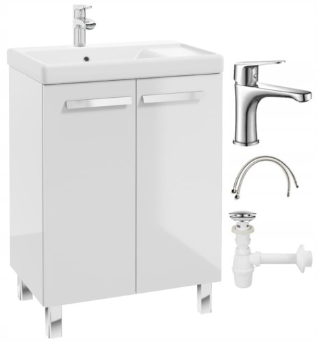 Zestaw łazienkowy szafka z umywalką 80x60 + bateria syfon korek click-clack Bonita