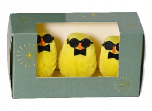 Zestaw 3 kurczaków wielkanocnych 3x4cm Żółte w okularach