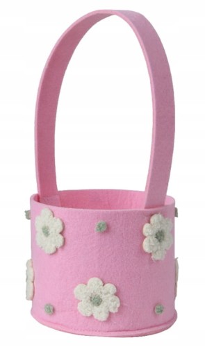 Filcowy koszyczek wielkanocny 15x12cm Lekka torba różowa/zielona