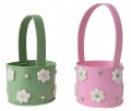 Filcowy koszyczek wielkanocny 15x12cm Lekka torba różowa/zielona
