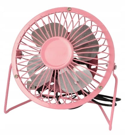 Wentylator metalowy biurkowy 14,5x8x15cm USB Wiatrak Różowy/Niebieski