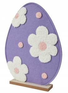 Figurka wielkanocna filcowa 26x5x34cm Pisanka na podstawce fioletowa