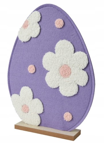 Figurka wielkanocna filcowa 26x5x34cm Pisanka na podstawce fioletowa