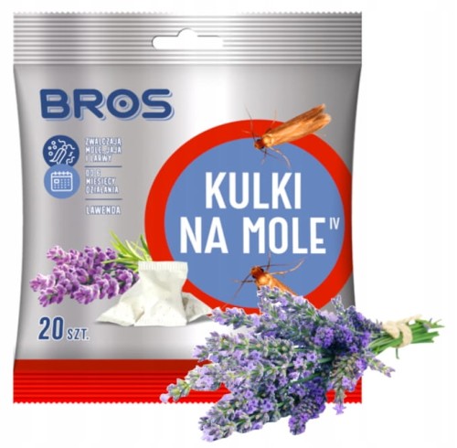 Bros Kulki na Mole Lawendowe 20szt Skuteczna ochrona przed molami