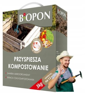 Biopon komposter 3kg Przyśpiesza kompostowanie trawy w kompostowniku