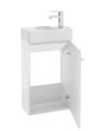 Szafka łazienkowa z umywalką wisząca 60x40 biały połysk i bateria chrom kompaktowa Small