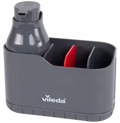Organizer kuchenny z dozownikiem na płyn 18,5x8,5x16,5cm Plastikowy szary