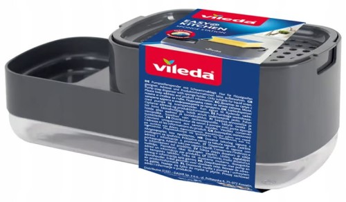 Dozownik do mydła z uchwytem na gąbkę 23x10,2x8,9cm Plastikowy szary