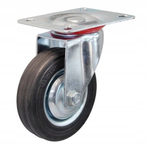 Koło obrotowe do wózka 3" 360' z płytką montażową i gumowym kołem