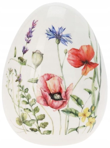 Figurka ceramiczna wielkanocna ozdobna jajko 14x18cm Kwiatowy wzór