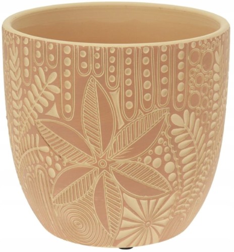 Doniczka ceramiczna z ornamentem etnicznym 13,5x12,5cm Dekoracyjna osłonka