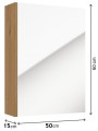 Szafka łazenkowa z lustrem 60x50x15cm wisząca wąska dąb craft