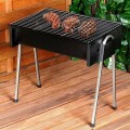 Grill węglowy turystyczny 48x33x46cm przenośny stal nierdzewna czarny