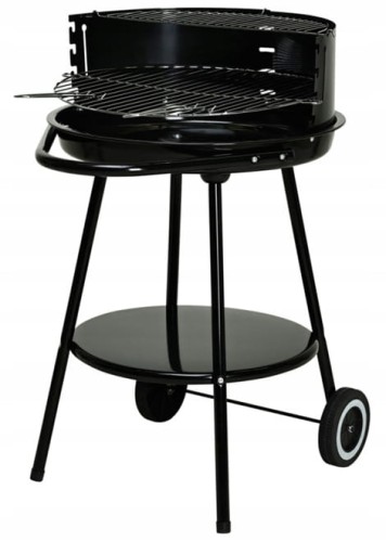 Grill na węgiel drzewny 51cm Mobilny ogrodowy z półką i regulacją rusztu