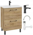 Szafka łazienkowa z umywalką baterią i syfonem 60x80cm Stojąca Dąb Craft
