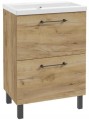 Szafka łazienkowa z umywalką i 2 szufladami 60x80cm Stojąca Dąb Craft
