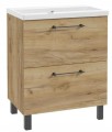 Szafka łazienkowa z umywalką baterią i syfonem 80x80cm Stojąca Dąb Craft