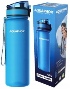 Butelka filtrująca AQUAPHOR + 1 wkład filtrujący do wody 0,5L niebieska