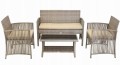 Zestaw mebli ogrodowych Sofa 2 fotele i stolik Metalowe beżowe