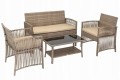 Zestaw mebli ogrodowych Sofa 2 fotele i stolik Metalowe beżowe
