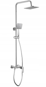 Deszczownica 1-funkcyjna z baterią i półką na kosmetyki Chromowana  Boro