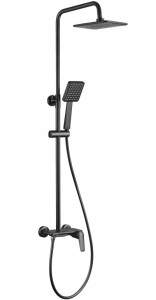 Deszczownica 1-funkcyjna z baterią i półką na kosmetyki Czarna matowa Boro