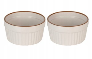 Zestaw 2 porcelanowych kokilek do zapiekania 170ml Żaroodporne białe miski