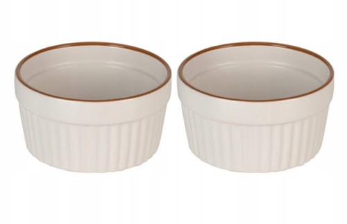 Zestaw 2 porcelanowych kokilek do zapiekania 170ml Żaroodporne białe miski