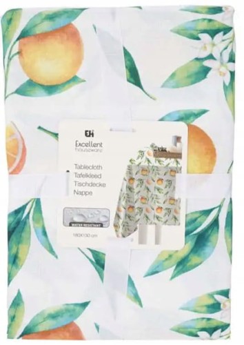 Obrus na stół w owoce 180×130cm Dekoracyjny poliestrowy o wyglądzie lnu