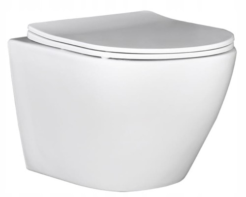 Miska ustępowa wc wisząca bezkołnierzowa z deską wolnoopadającą Biała