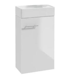 Szafka łazienkowa z umywalką 60x40 cm biały połysk wisząca Small