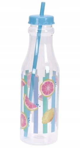 Butelka do picia ze słomką 650ml Plastikowa z zakrętką