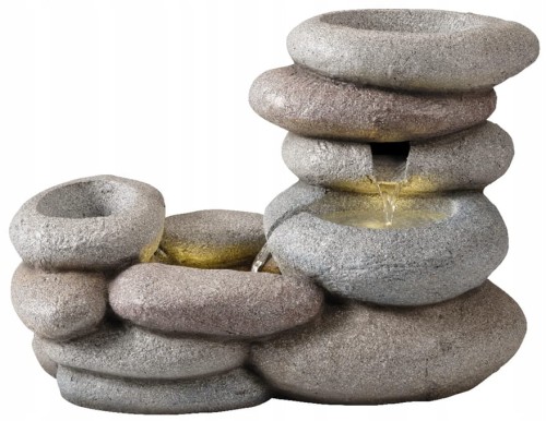 Fontanna ogrodowa LED z polyresinu szara 57,5cm z podświetleniem i pompą