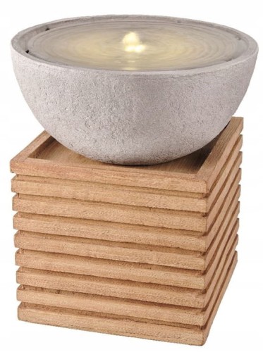 Fontanna ogrodowa na drewnianej podstawie 44x50cm Szara Misa