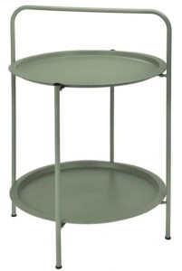 Nowoczesny stolik ogrodowy z 2 tacami 50x66 cm Matowy zielony stalowy