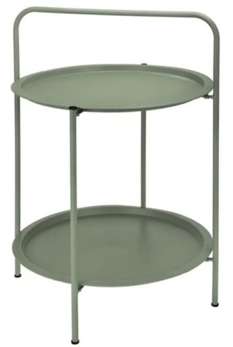 Nowoczesny stolik ogrodowy z 2 tacami 50x66 cm Matowy zielony stalowy
