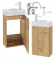 Szafka łazienkowa z umywalką baterią i półsyfonem 40 wisząca dąb craft Small