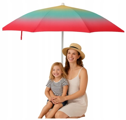 Parasol plażowy ogrodowy 180cm Kolorowa Ochrona Przed Słońcem z UV 50+