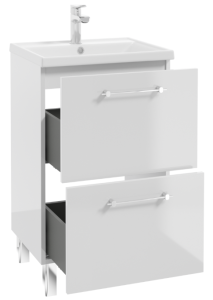 Szafka łazienkowa z umywalką i 2 szufladami 50x80cm Stojąca Biały połysk Cassandra